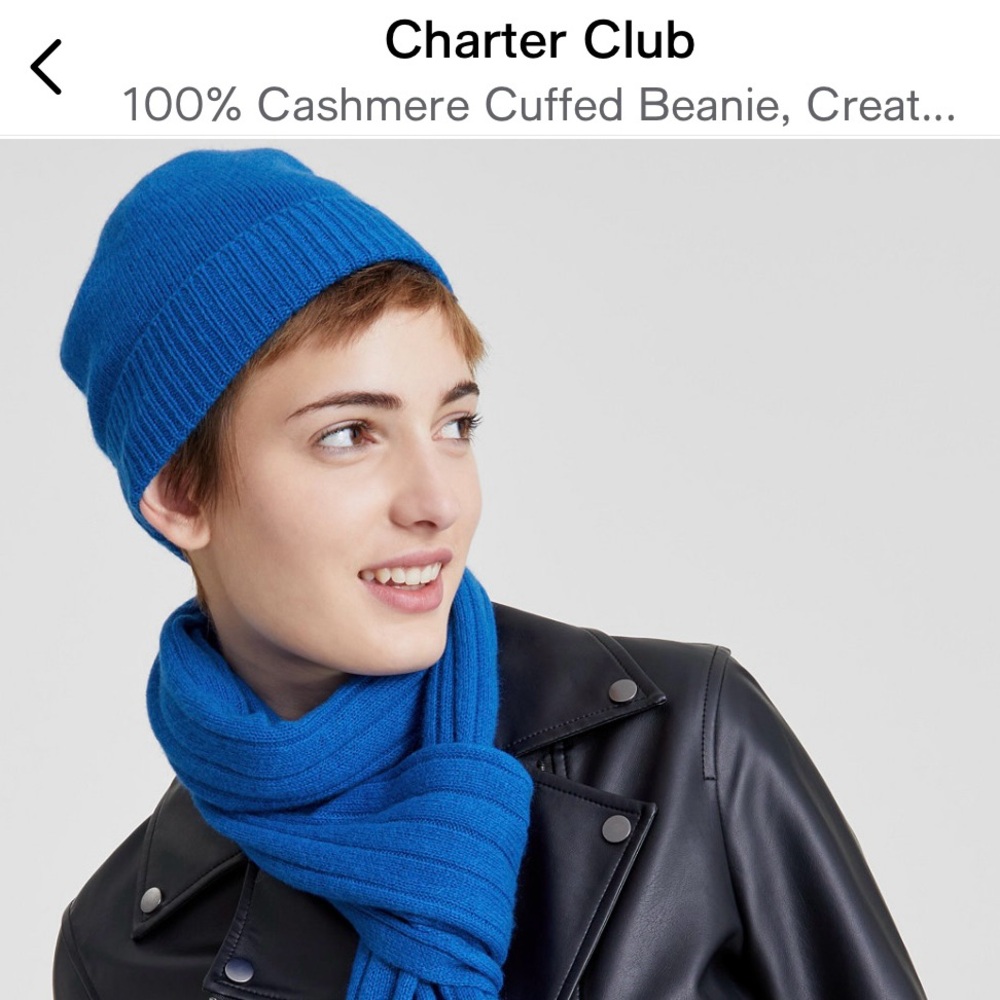 Charter Club cashmere Cuffed beanie